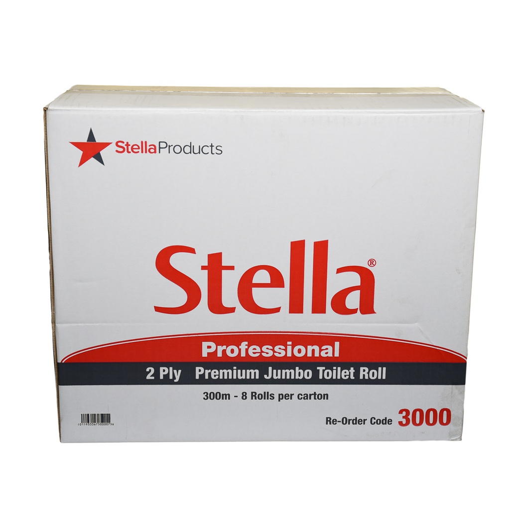 STELLA DELUXE 2PLY 300M JUMBO TOILET ROLL - 8 ROLLS