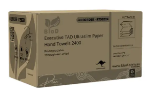 (INDIGENOUS OWNED) BIOD - EXECUTIVE ULTRASLIM PAPER HAND TOWEL 150X16 240L X 230W TAD 2400