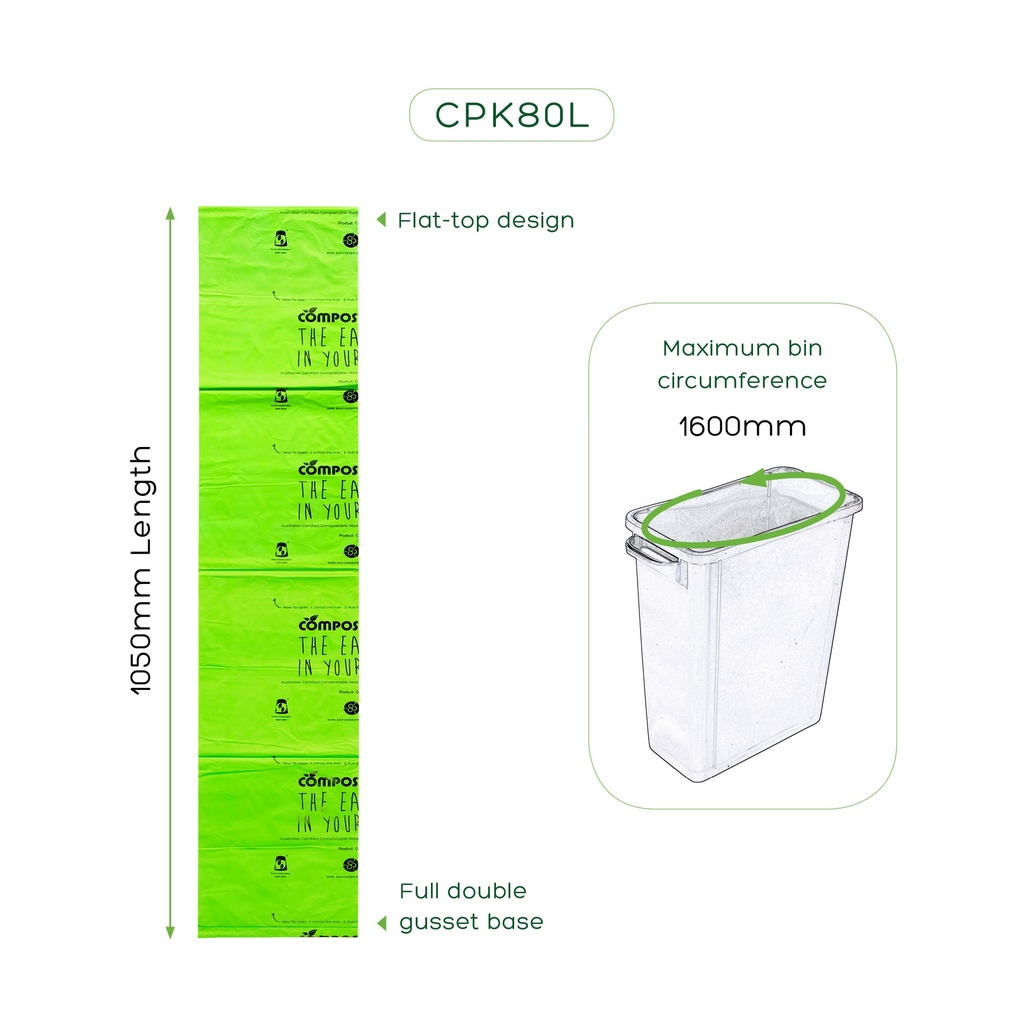 80L COMPOSTABLE CARTON: 100 LINERS