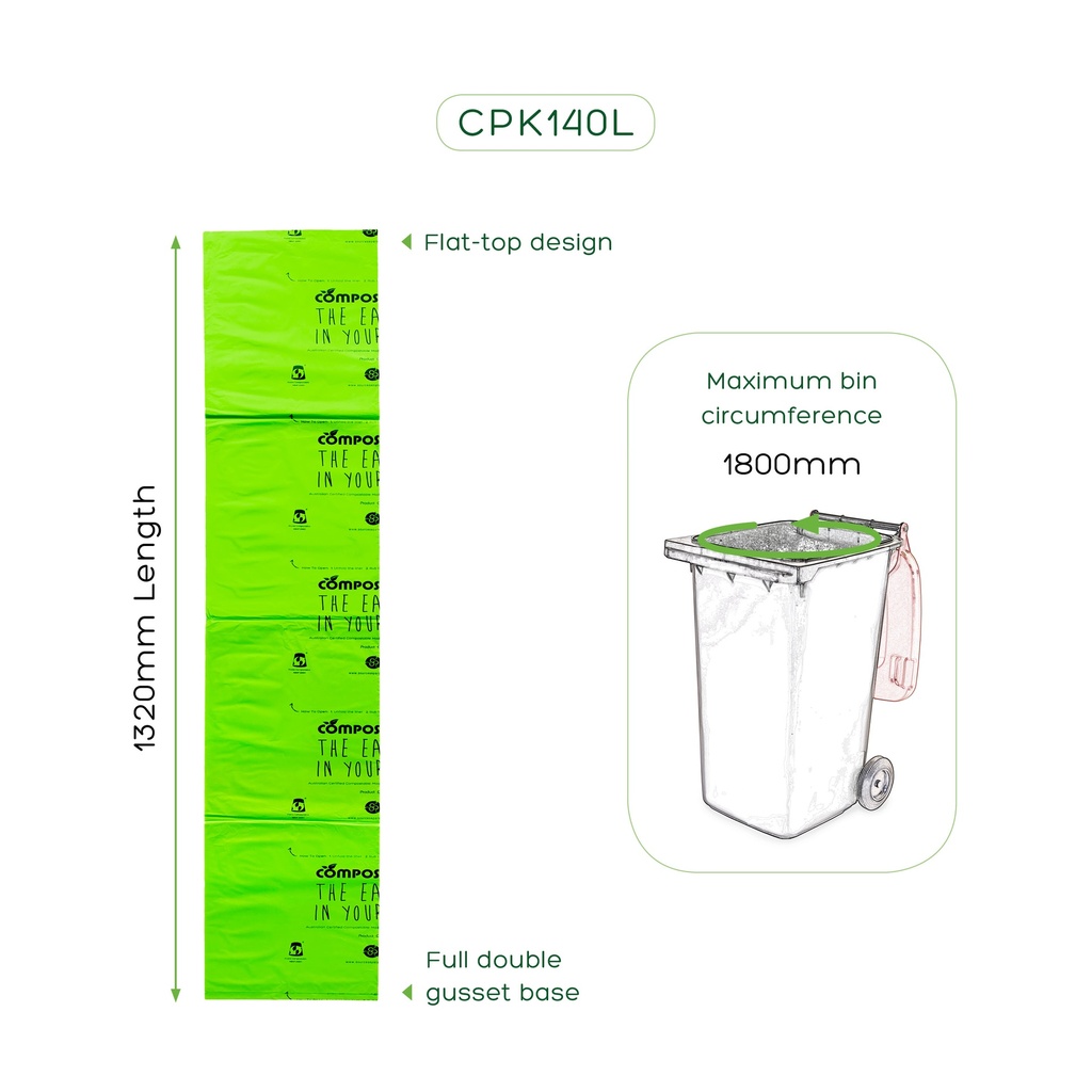 140L COMPOSTABLE CARTON: 100 LINERS