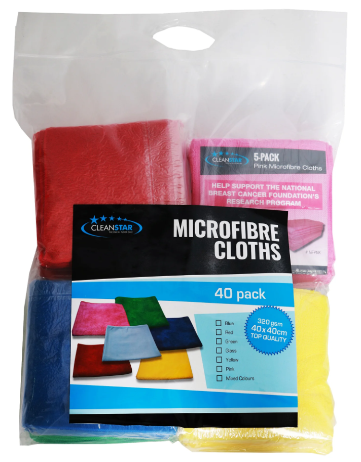CLEANSTAR –MF CLOTH-40PK-MIXED COLOURS**