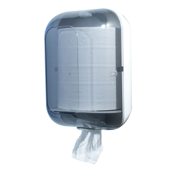 MAXI - TRANSPARENT FRONT WHITE BACK CENTREPULL ROLL TOWEL DISPENSER