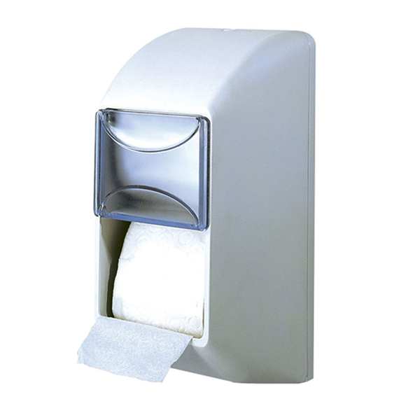 WHITE STANDARD TOILET TISSUE TWIN ROLL DISPENSER