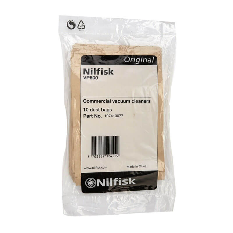 107413077 NILFISK VACUUM DUSTBAG PAPER 10 PC BAGS 10PK VP600 GD910 VP300