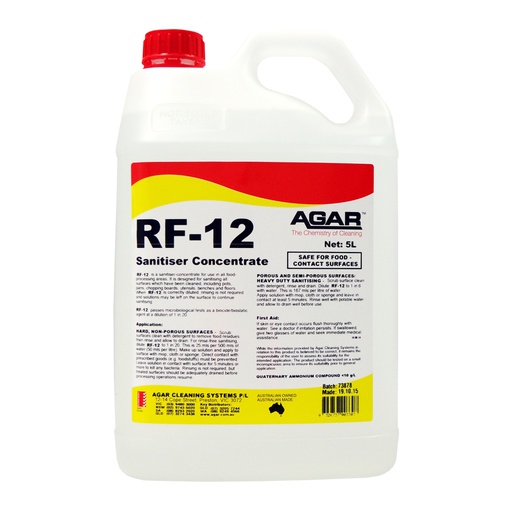 AGAR - RF-12 SANITISER CONCENTRATE 5L