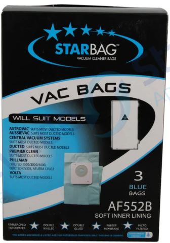 [AF552B] CLEANSTAR - CENTRAL VACBAG 3PK BLUEVS136B