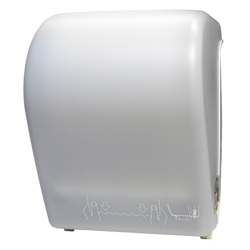 WHITE LARGE MECHANICAL AUTOCUT ROLL TOWEL DISPENSER