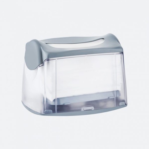 TRANSPARENT BENCH NAPKIN DISPENSER W/ BLUE LID