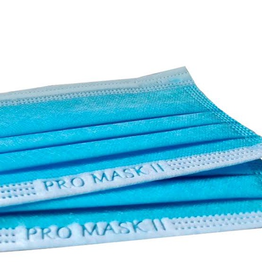 [PRO MASK ll] Pro Mask ll 4Ply 50Pcs Blue Surgical Face Mask with Ear Loops and Adjustable Nose piece. Single Pack.