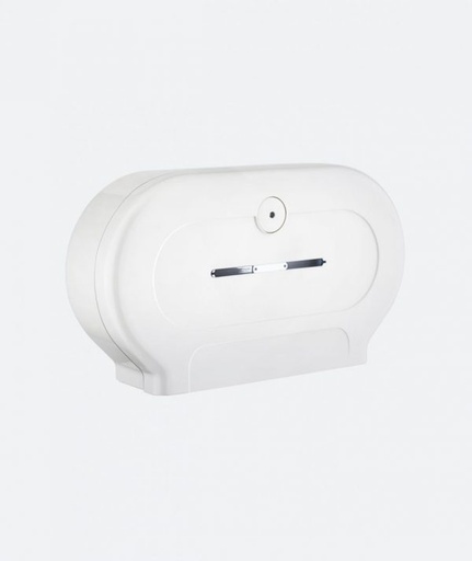 [D594] WHITE DOUBLE JUMBO TOILET TISSUE DISPENSER WITH UNIVERSAL KEY