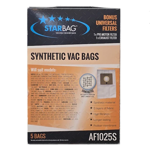 [AF1025S] CLEANSTAR - VACBAG 5PK  DUSTFLO SYNTHETIC