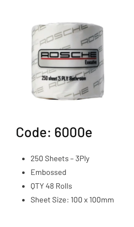 ROSCHE 3 PLY 250'S "QUILTED" - 48 ROLLS/CTN