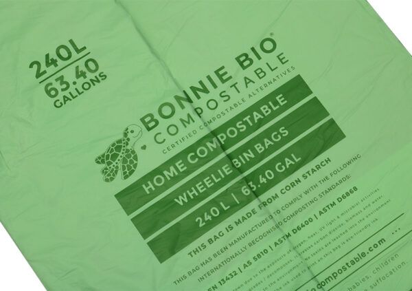 CLEANSTAR - BONNIE BIO 240L COMPOSTABLE GARBAGE &amp; WHEELIE BIN BAGS – ROLL OF 10