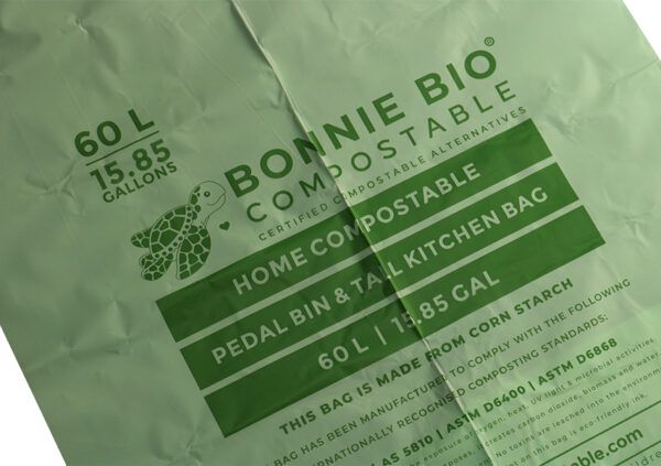 CLEANSTAR - BONNIE BIO 60L COMPOSTABLE BIN &amp; RUBBISH BAGS – ROLL OF 15