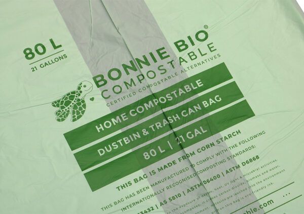 CLEANSTAR - BONNIE BIO 80L COMPOSTABLE GARBAGE BAGS – ROLL OF 10