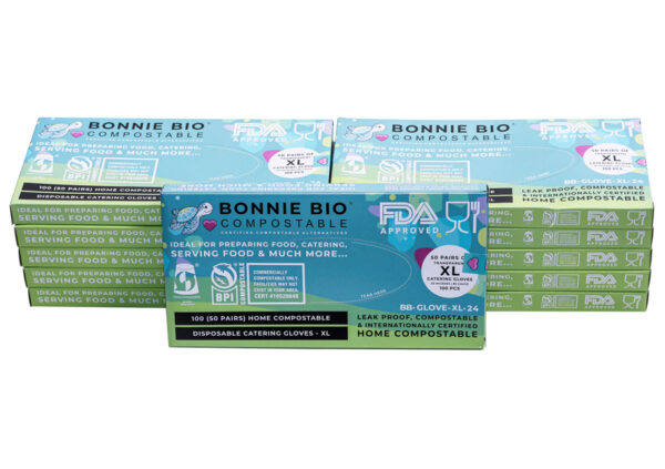 CLEANSTAR - XL SIZE COMPOSTABLE DISPOSABLE GLOVES – 100 GLOVES PER BOX (24 BOXES) 1200 PAIRS
