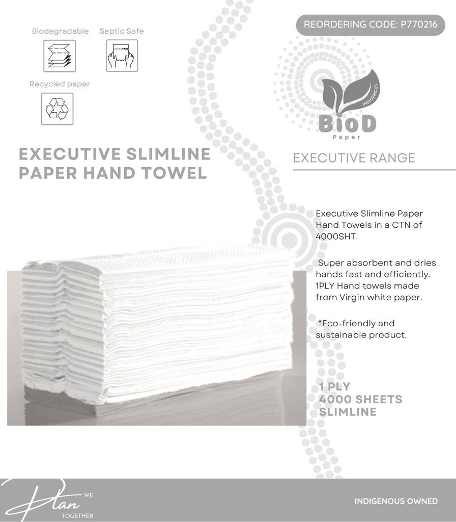(INDIGENOUS OWNED) BIOD - EXECUTIVE TAD SLIMLINE PAPER HAND TOWEL
