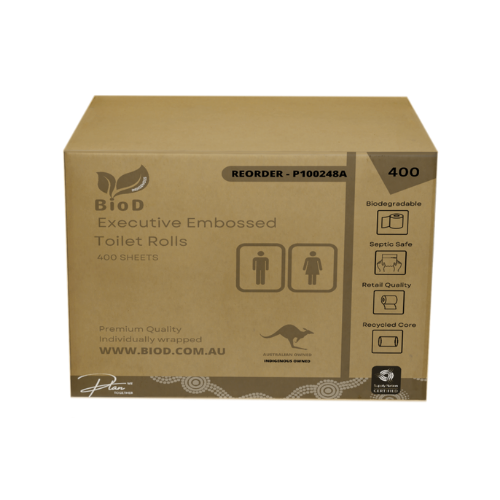 (INDIGENOUS OWNED) BIOD - EXECUTIVE CONVENTIONAL TOILET ROLLS  2PLY 400SHEET X 48 11CMX10CM