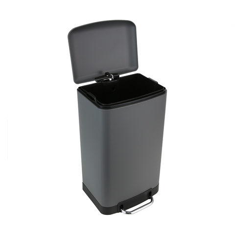 30L MATTE GREY RECTANGULAR PEDAL BIN