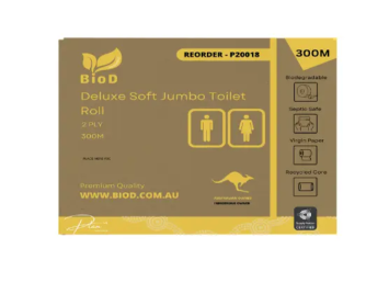 (INDIGENOUS OWNED) BIOD-DELUXE JUMBO TOILET ROLLS 300M X 8