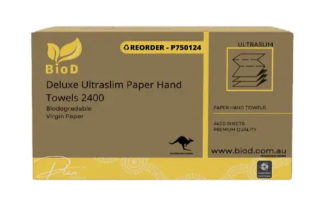 (INDIGENOUS OWNED) BIOD-DELUXE ULTRASLIM PAPER HAND TOWEL 150X16 240L X 230W 2400