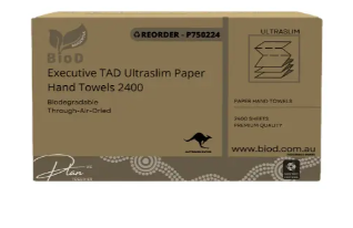 (INDIGENOUS OWNED) BIOD - EXECUTIVE ULTRASLIM PAPER HAND TOWEL 150X16 240L X 230W TAD 2400