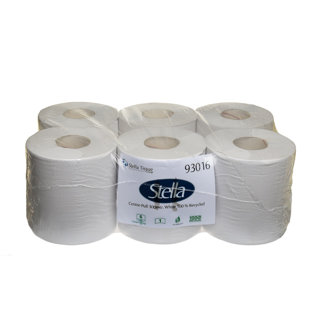 STELLA CLASSIC 1PLY 300M RECYCLED C/PULL - 6 ROLLS