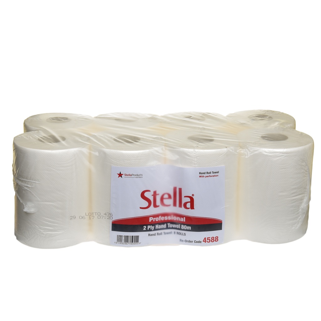 STELLA PROFESSIONAL 2PLY 80M ROLL TOWEL (PERFORATED) - 8 ROLLS