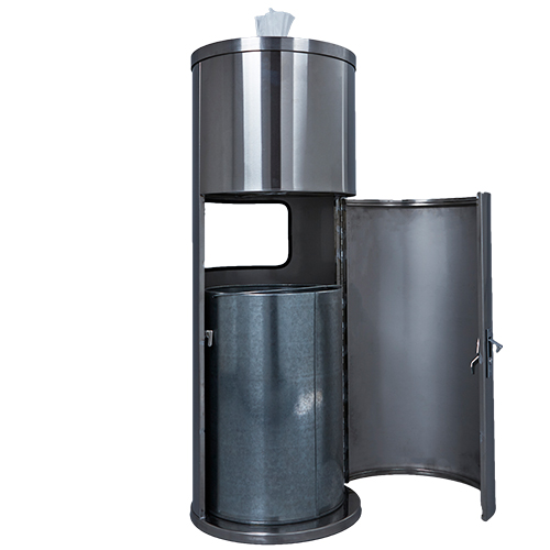 AFS BLACK FLOOR STAND WITH BIN STAINLESS STEEL