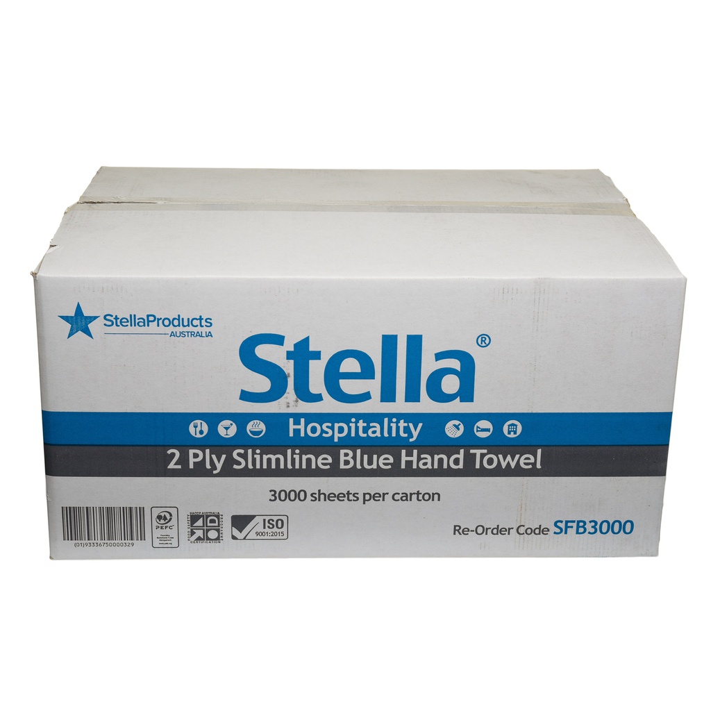 STELLA HOSPITALITY 2PLY 3000SHT SLIMFOLD BLUE - 20 PACKS/CTN