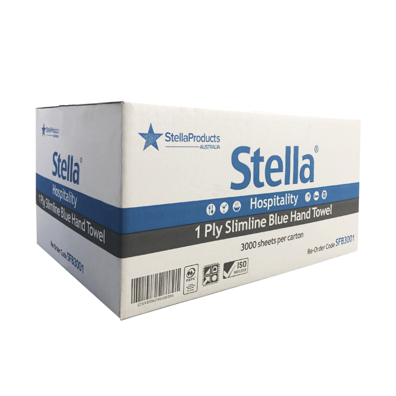 STELLA HOSPITALITY 1PLY 3000SHT RECYCLED SLIMFOLD BLUE - 15 PACKS/CTN