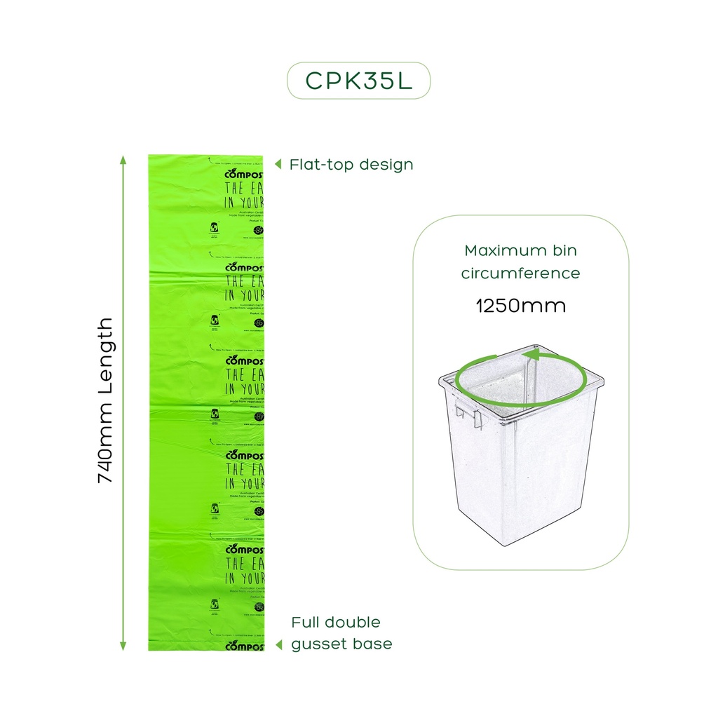 COMPOSTABLE 35L – 5 ROLLS OF 20 LINERS