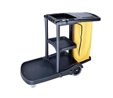 MULTI PURPOSE CLEANING TROLLEY JANITOR CART BLACK