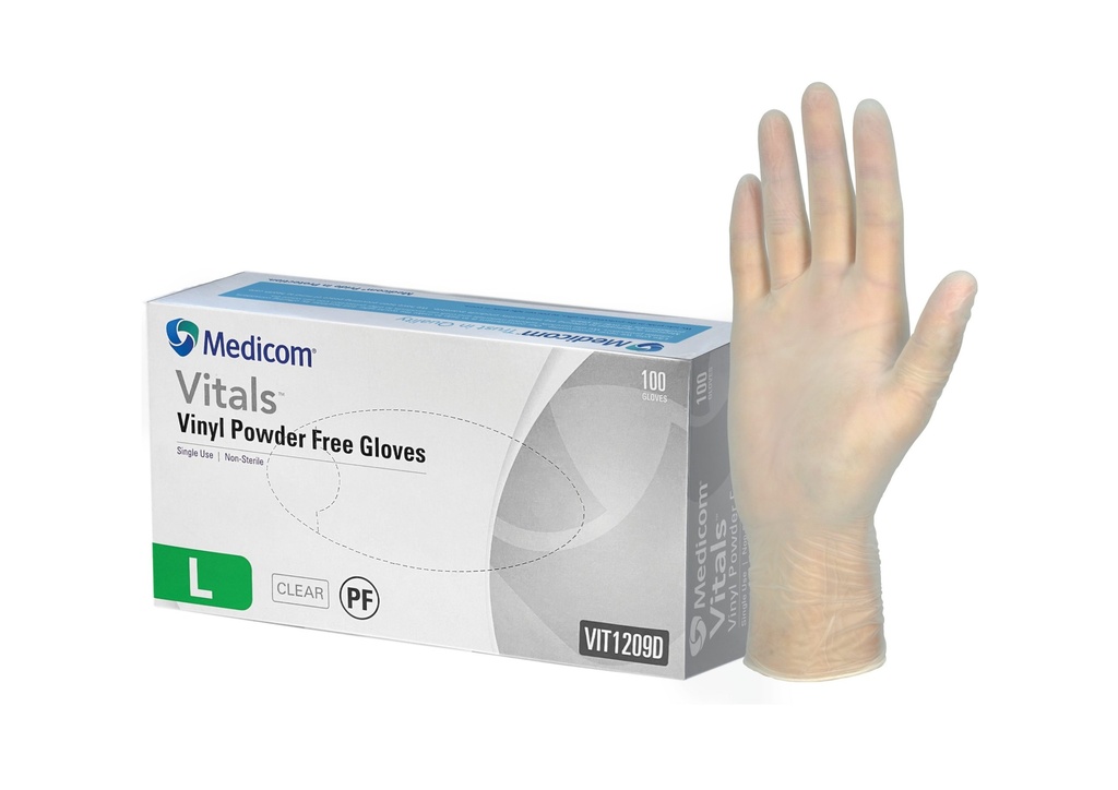 MEDICOM-VITALS VINYL - POWDER FREE GLOVES-CLEAR