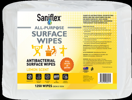 SANIFLEX - ALL PURPOSE ANTIBACTERIAL SURFACE WIPES 820 BAG FOR WORKOUT AND WORKPLACE