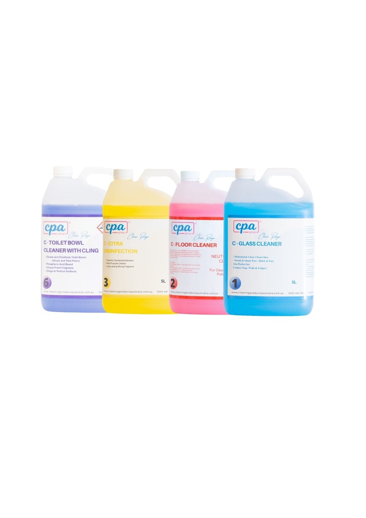 CLEANING CHEMICAL 4PK BUNDLE DISINFECT FLOOR GLASS &amp; TOILET CLEANER