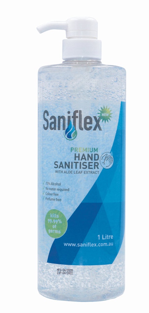 SANIFLEX RINSE FREE HAND SANITISER 1L BOTTLE WITH PLUNGER