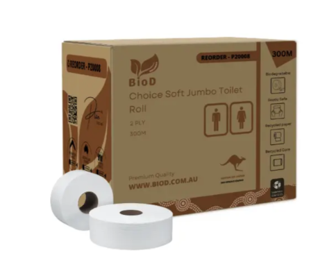 (INDIGENOUS OWNED) BIOD-CHOICE SOFT JUMBO TOILET 300M X 8