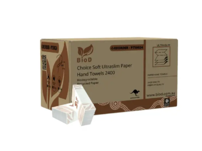 (INDIGENOUS OWNED) BIOD - CHOICE SOFT ULTRASLIM PAPER HAND TOWEL 150X16 240L X 230W - 2400