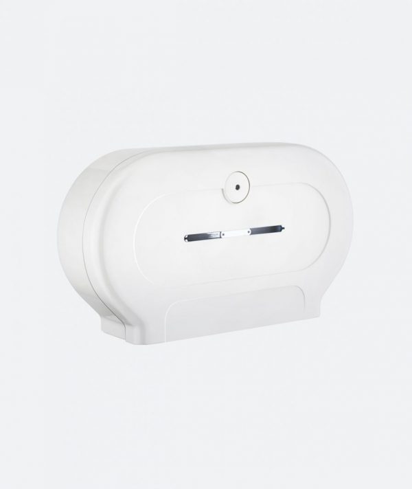 DOUBLE JUMBO TOILET TISSUE DISPENSER WITH UNIVERSAL KEY BIOD595