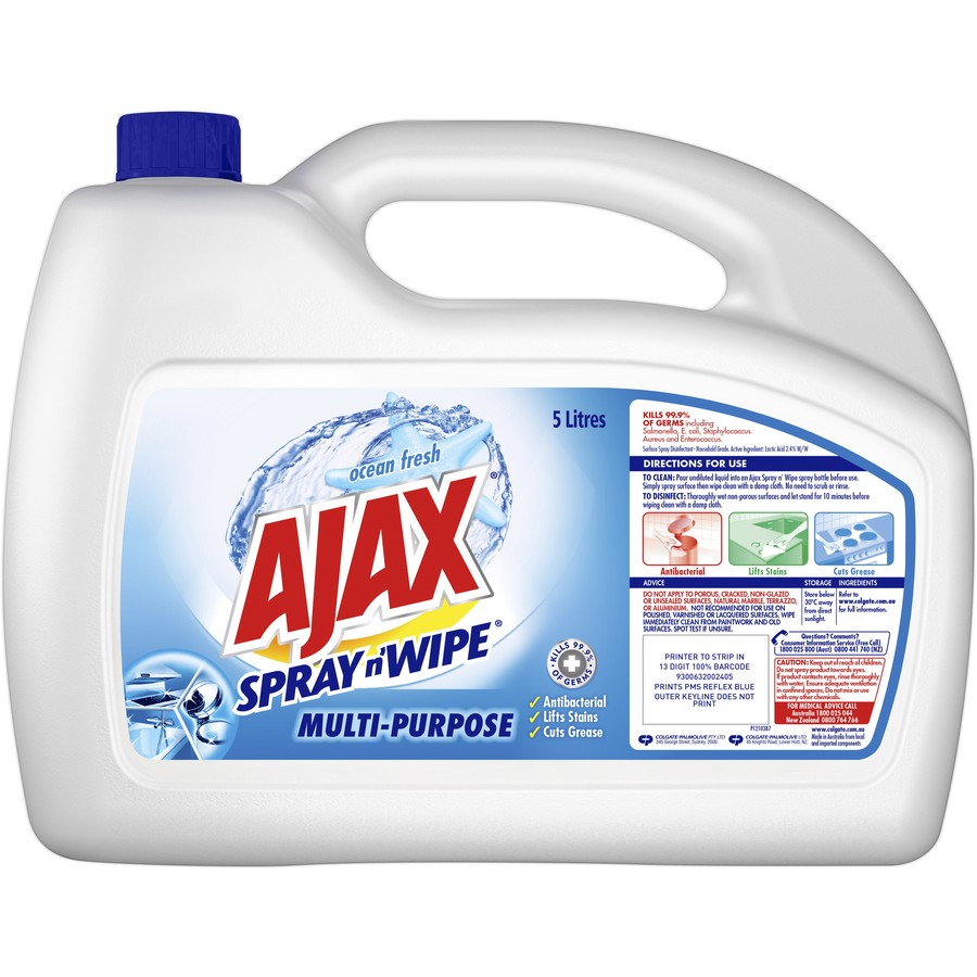 AJAX SPRAY N' WIPE MULTI-PURPOSE CLEANER REFILL VALUE PACK 5L - OCEAN FRESH