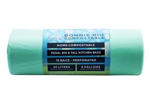 CLEANSTAR - BONNIE BIO 30L COMPOSTABLE BIN &amp; RUBBISH BAGS – ROLL OF 15