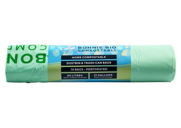 CLEANSTAR - BONNIE BIO 80L COMPOSTABLE GARBAGE BAGS – ROLL OF 10