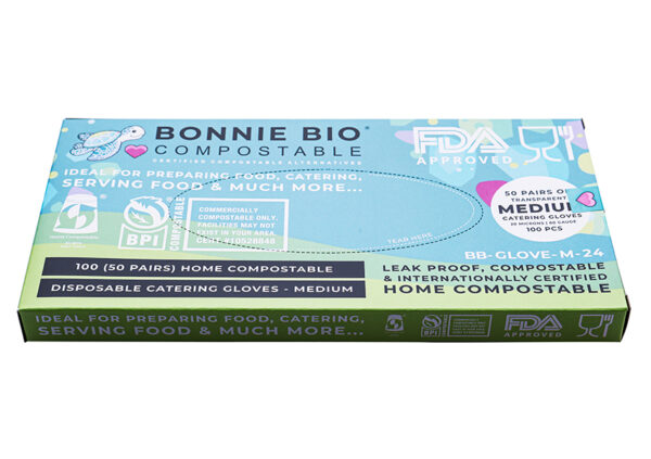 CLEANSTAR - MEDIUM SIZE COMPOSTABLE DISPOSABLE GLOVES – 100 GLOVES PER BOX (24 BOXES) 1200 PAIRS
