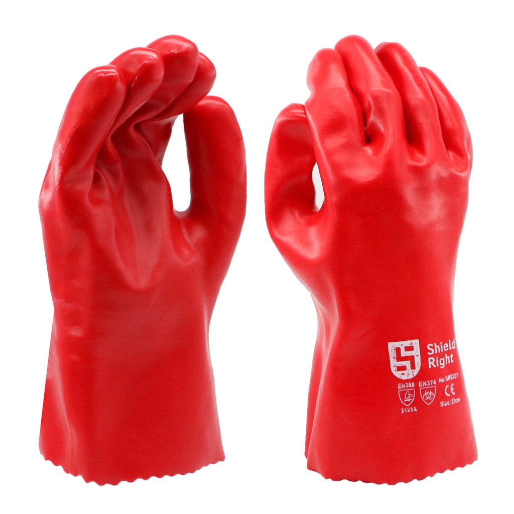 SHIELD RIGHT - SR52 RED PVC SINGLE DIP GLOVES