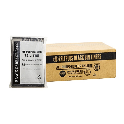 [AP72LT] 72L BIN LINERS BLACK ALL PURPOSE