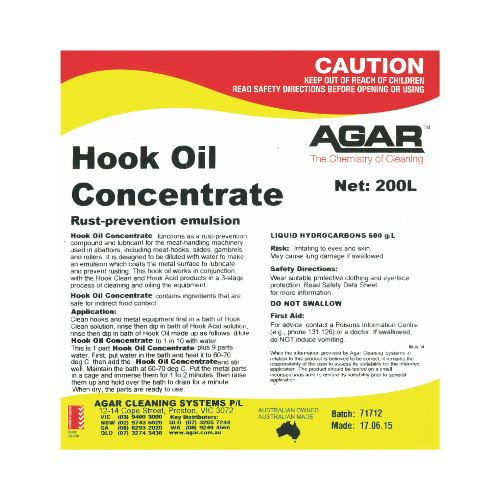 [HOOO200] AGAR - HOOK OIL 200L