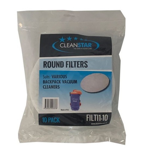 [FILTI1-10] CLEANSTAR - PULLMAN AND NILFISK BACKPACK VACUUM ROUND PRE-MOTOR FILTERS 10-PACK
