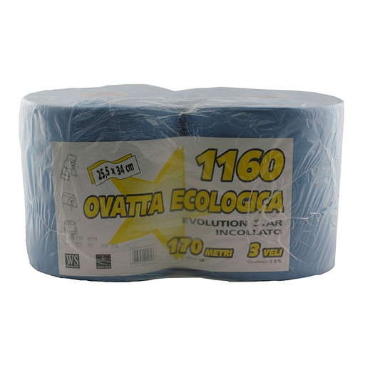 [1160] STELLA HOSPITALITY 3PLY 170M RECYCLED BLUE C/PULL ROLL TOWEL - 2 ROLLS