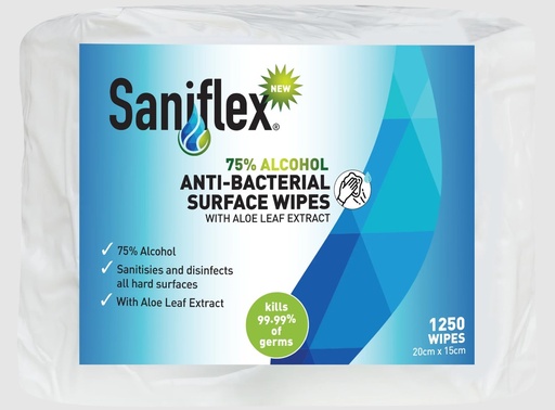 SANIFLEX - 75% ALCOHOL ANTIBACTERIAL SURFACE WIPES 1250 PACK